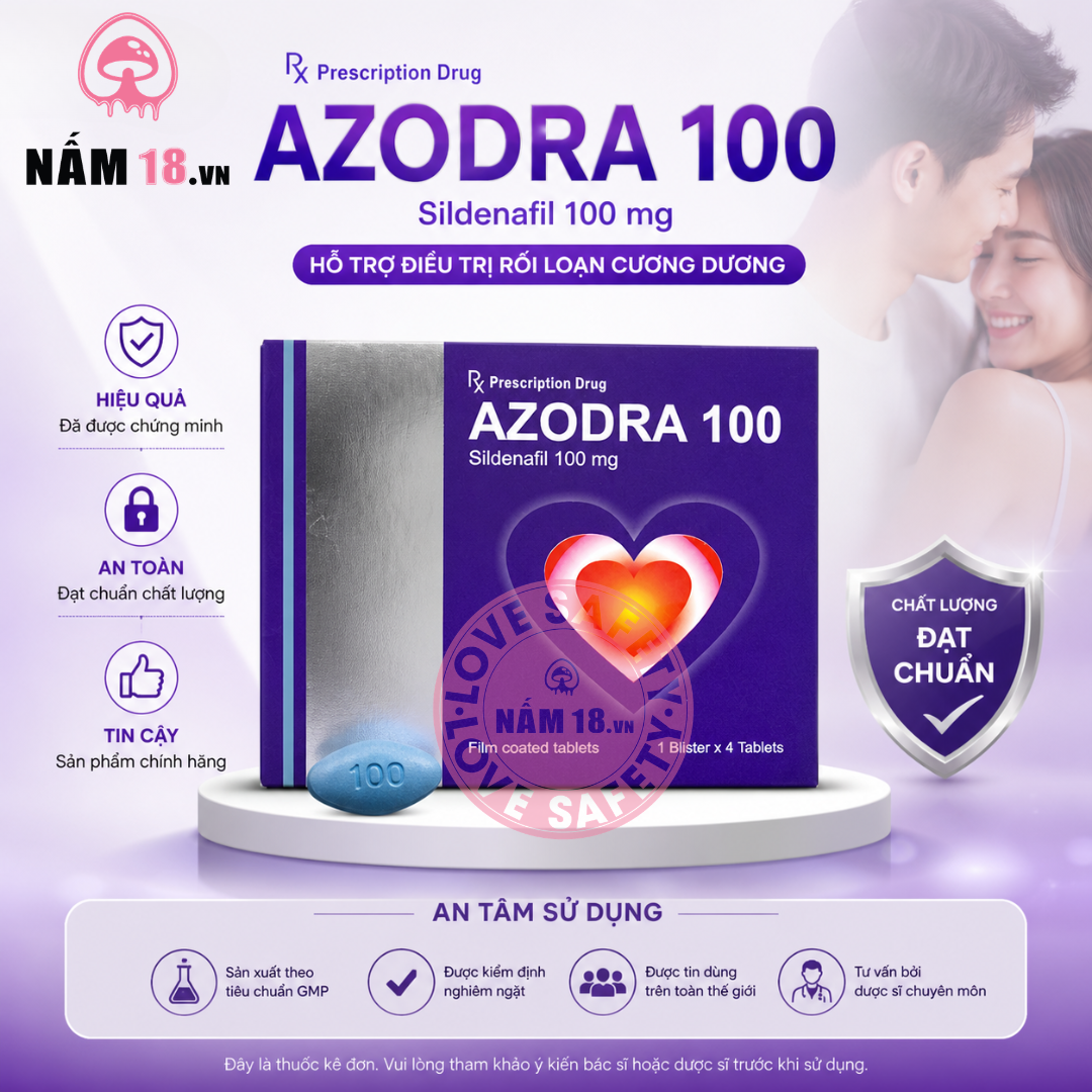  Viên Uống Cương Dương, Tăng Cường Sinh Lý Azodra 100mg - Hộp 4 Viên 