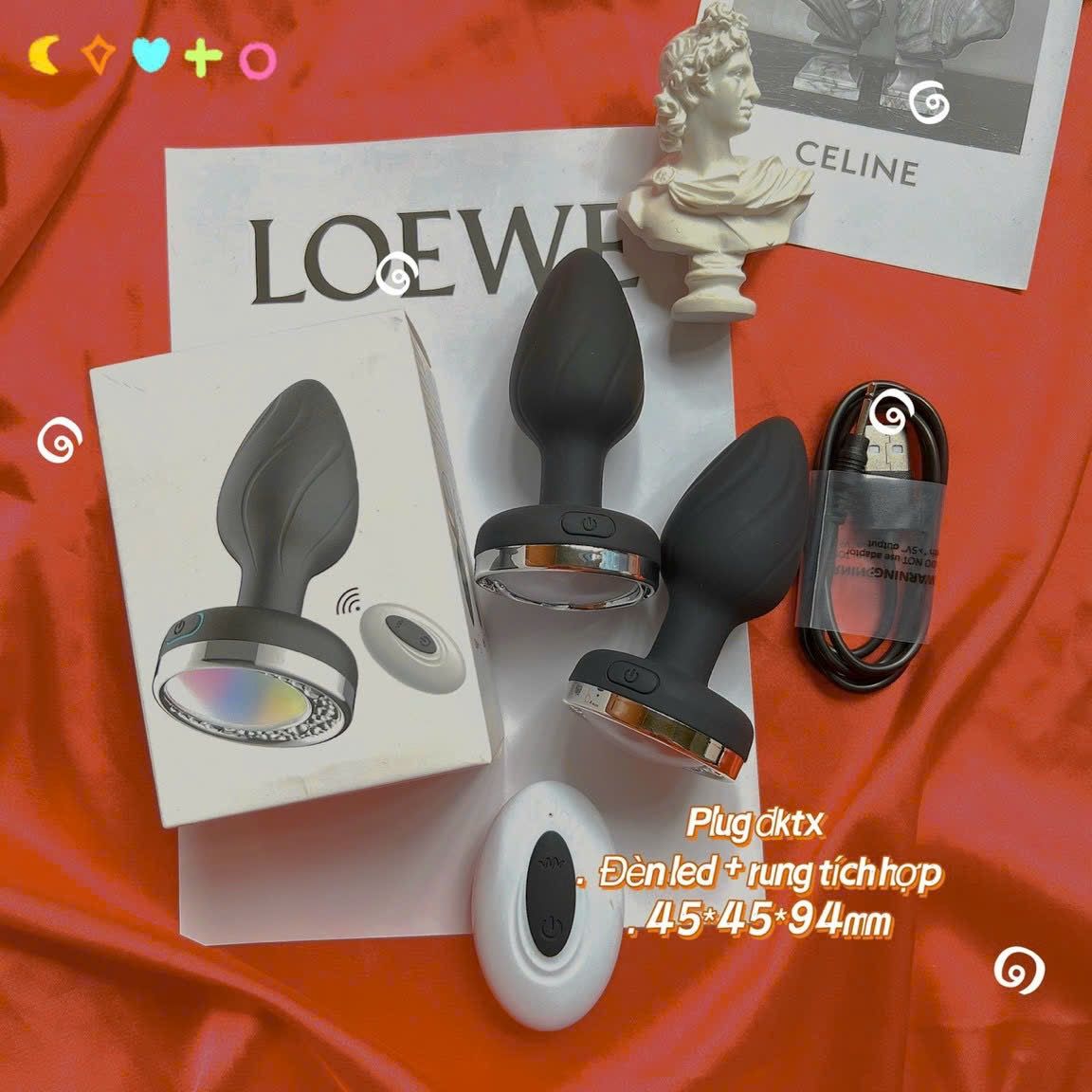  Phích Cắm Hậu Môn Silicone 10 Chế Độ Rung Có Đèn Led 