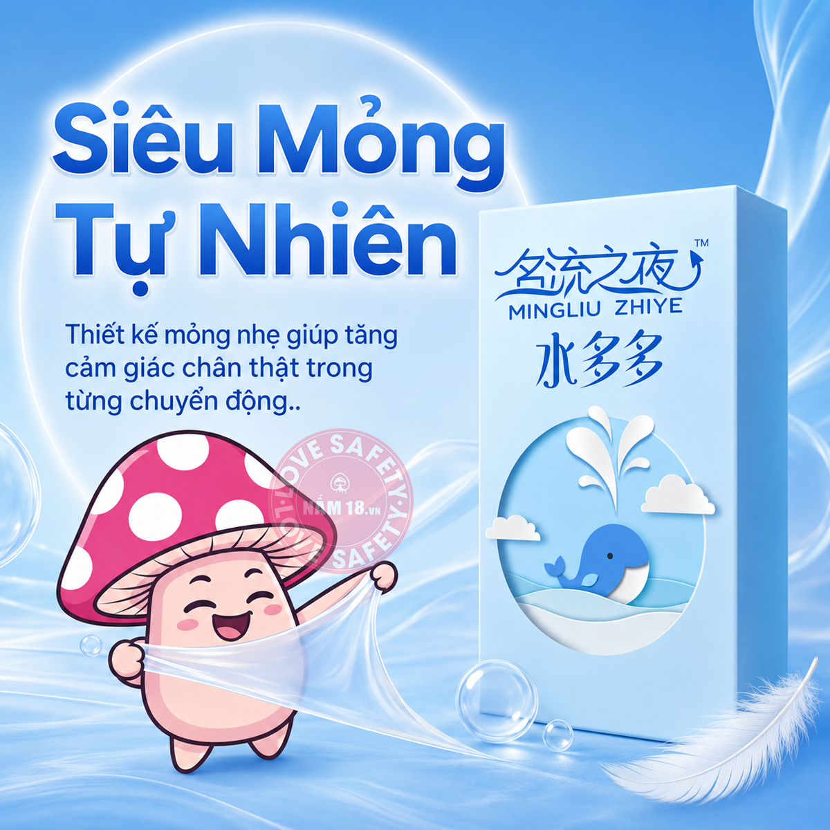  Bao Cao Su Gia Đình Siêu Mỏng Cá Heo Xanh MingLiu 