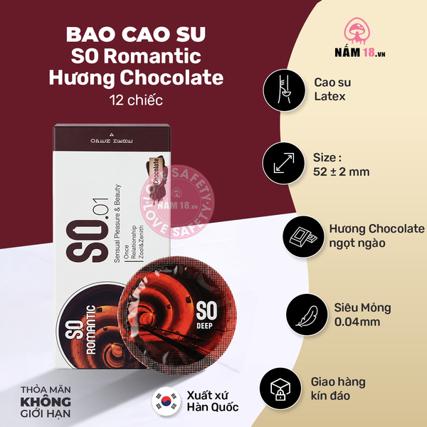 Bao Cao Su Hương Chocolate SO Romantic - Hộp 12 Cái