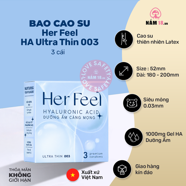 Bao Cao Su Siêu Mỏng Her Feel HA Nhiều Gel 