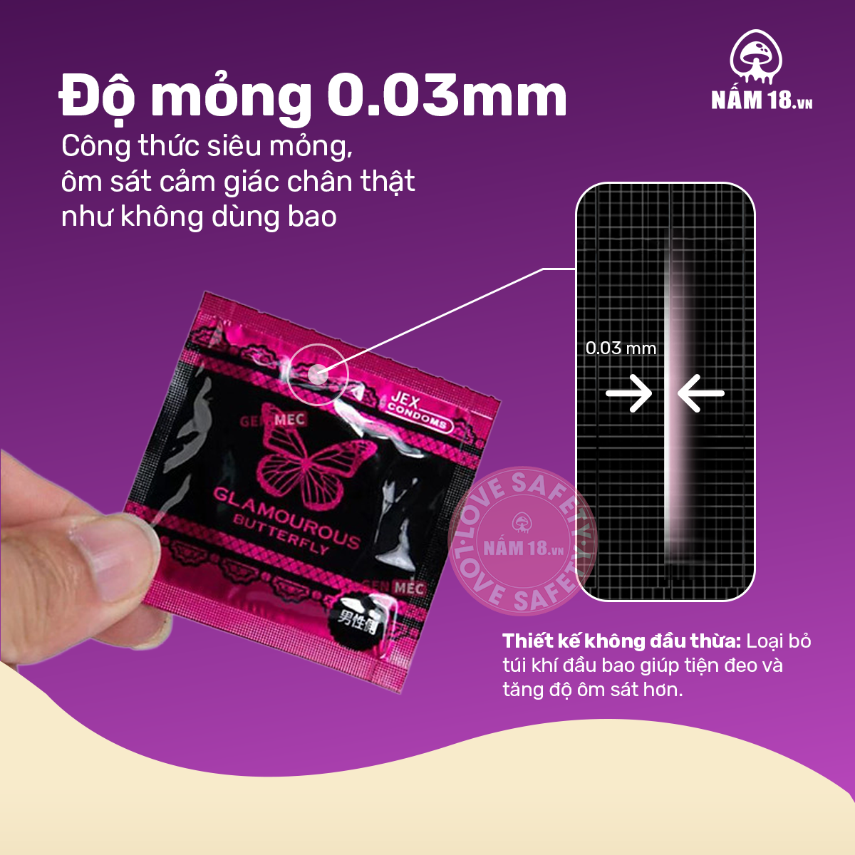  Bao Cao Su Siêu Mỏng Jex Glamourous Butterfly Hot Nóng Ấm 