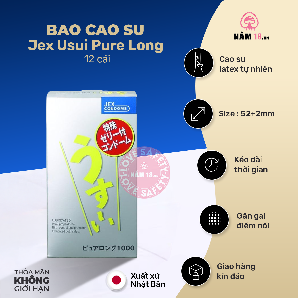  Bao Cao Su Kéo Dài Thời Gian Jex Usui Pure Long 
