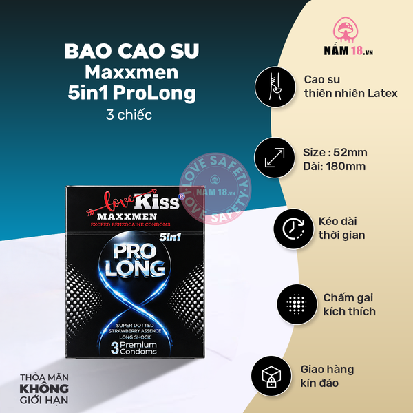  Bao Cao Su Kéo Dài Thời Gian Lovekiss Maxxmen 5in1 ProLong 