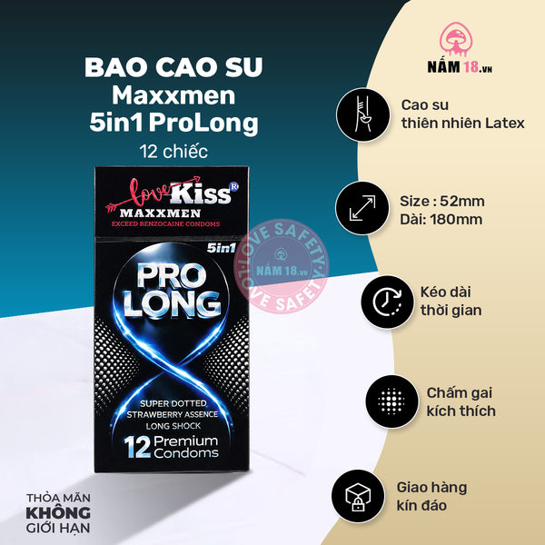 Bao Cao Su Kéo Dài Thời Gian Lovekiss Maxxmen 5in1 ProLong