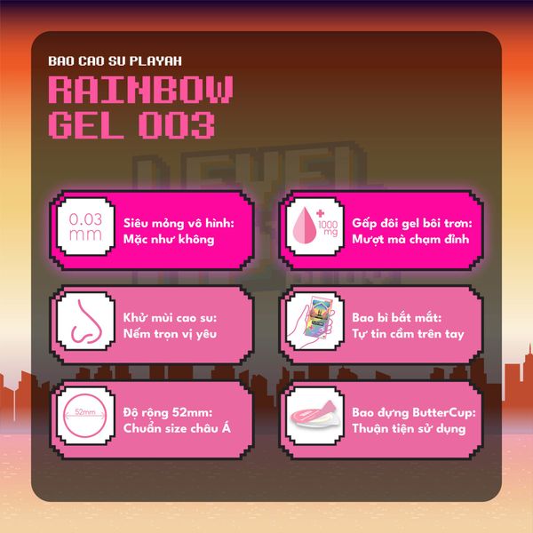  Bao Cao Su Siêu Mỏng PlayAh Rainbow Gel 003 