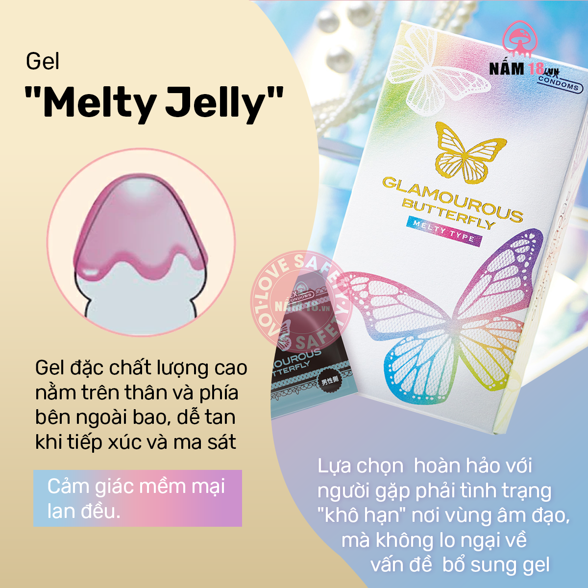  Bao Cao Su Jex Glamourous Butterfly Melty Hương Trà 