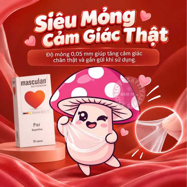 Bao Cao Su Siêu Mỏng Masculan Pur Superfine - Hộp 10 Cái
