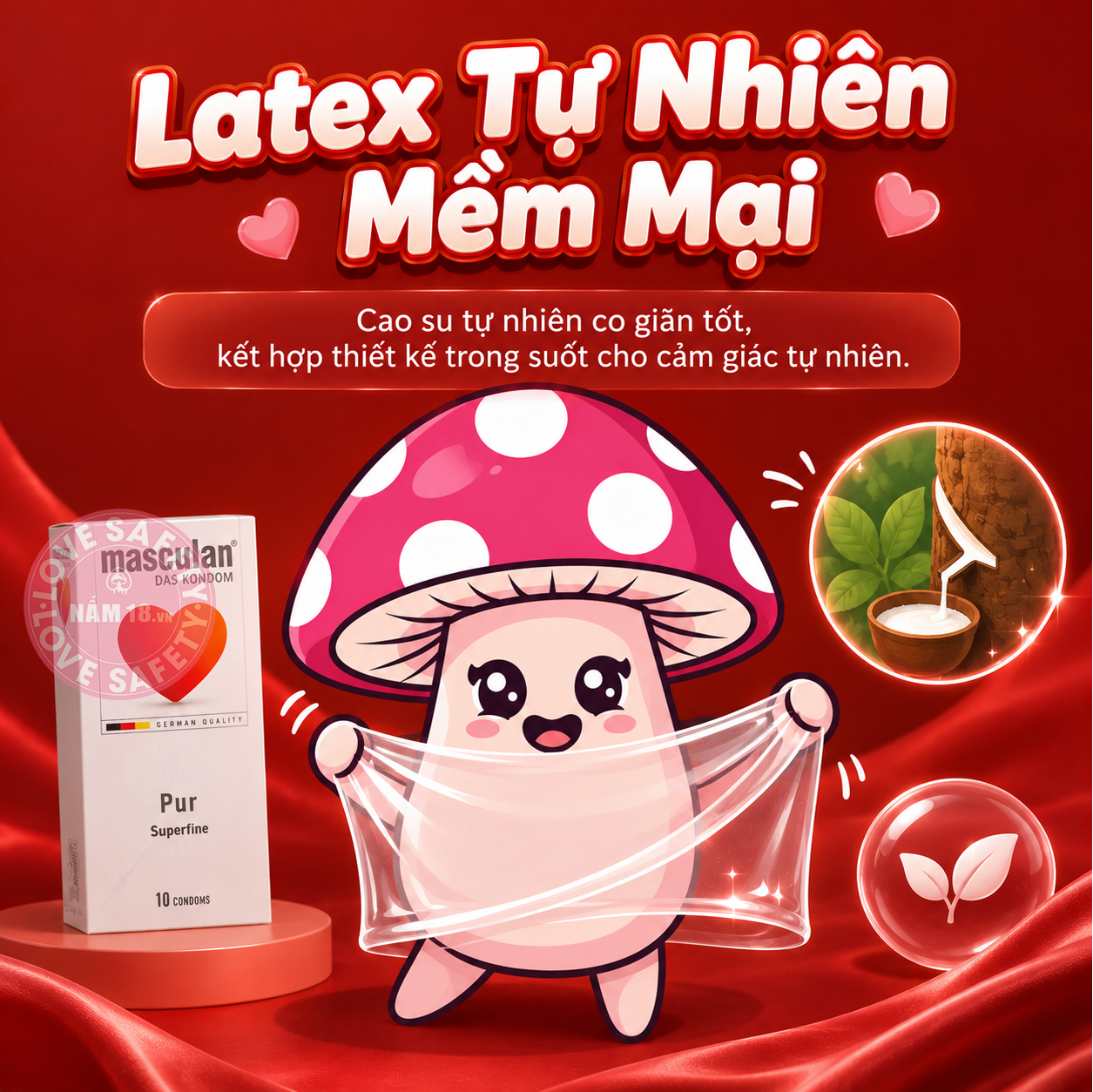  Bao Cao Su Siêu Mỏng Masculan Pur Superfine - Hộp 10 Cái 