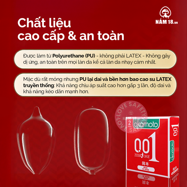 Bao Cao Su Siêu Mỏng Okamoto 0.01 Zero One