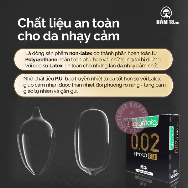 Bao Cao Su Size Lớn 56mm Siêu Mỏng Okamoto 0.02 PU