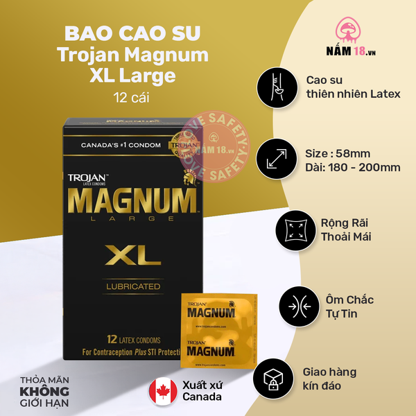  Bao Cao Su Size Lớn 58mm Trojan Magnum XL Large 