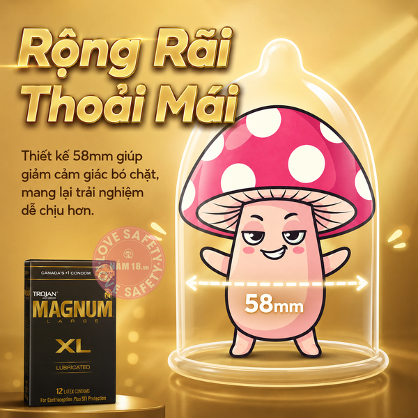 Bao Cao Su Size Lớn 58mm Trojan Magnum XL Large