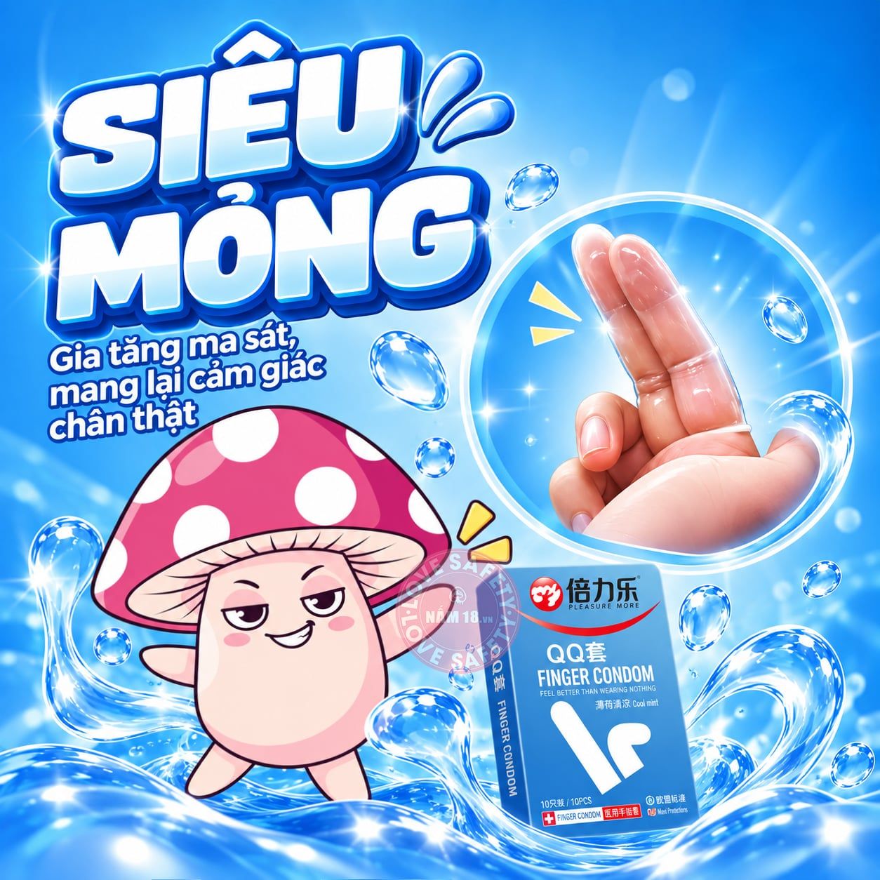  Bao Cao Su Ngón Tay Beilile QQ Cool Mint 