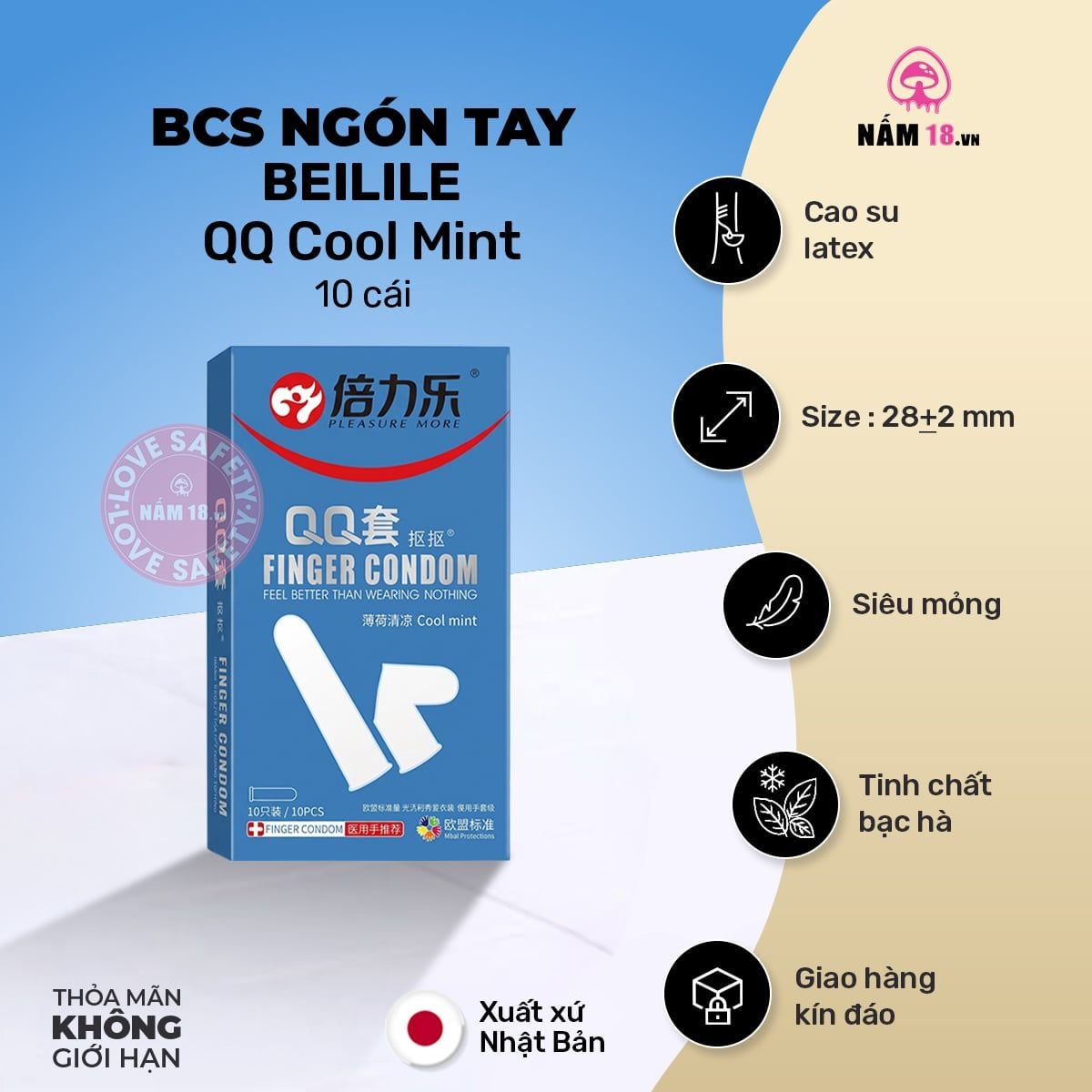  Bao Cao Su Ngón Tay Beilile QQ Cool Mint 