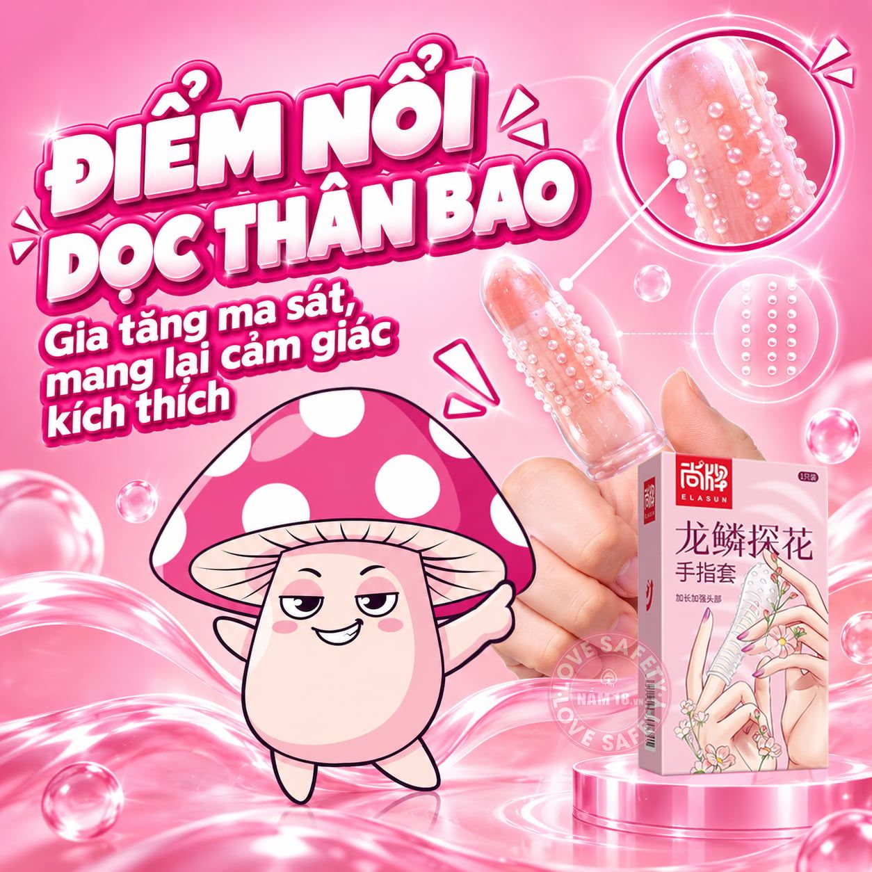  Bao Cao Su Ngón Tay Gai Elasun 1 Ngón - Hộp 1 Cái 