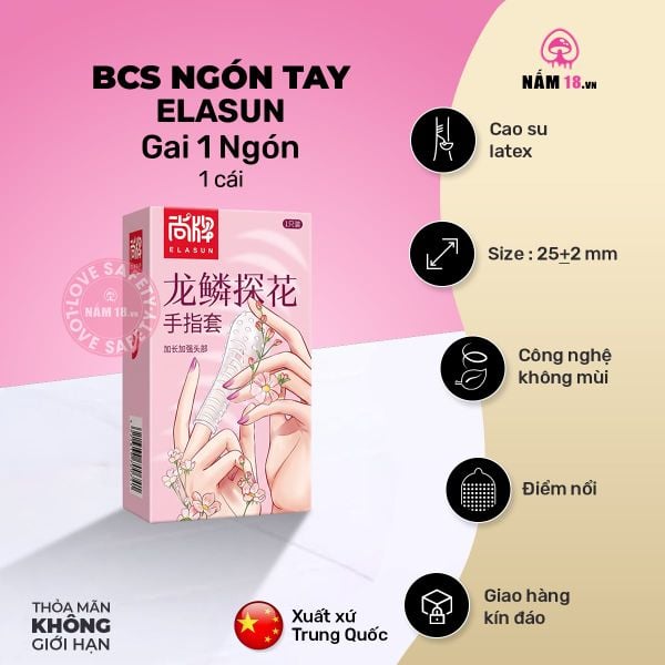 Bao Cao Su Ngón Tay Gai Elasun 1 Ngón - Hộp 1 Cái