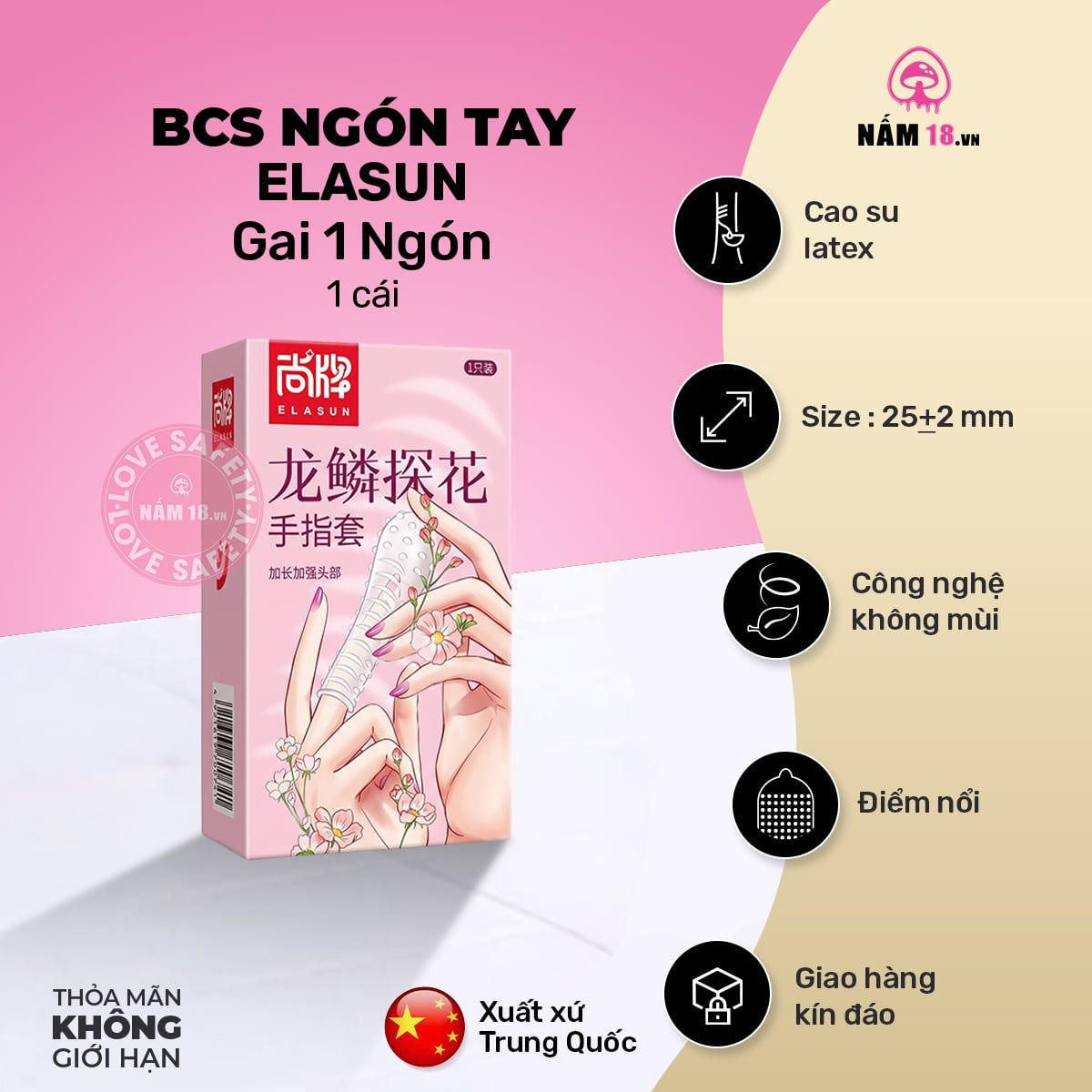  Bao Cao Su Ngón Tay Gai Elasun 1 Ngón - Hộp 1 Cái 