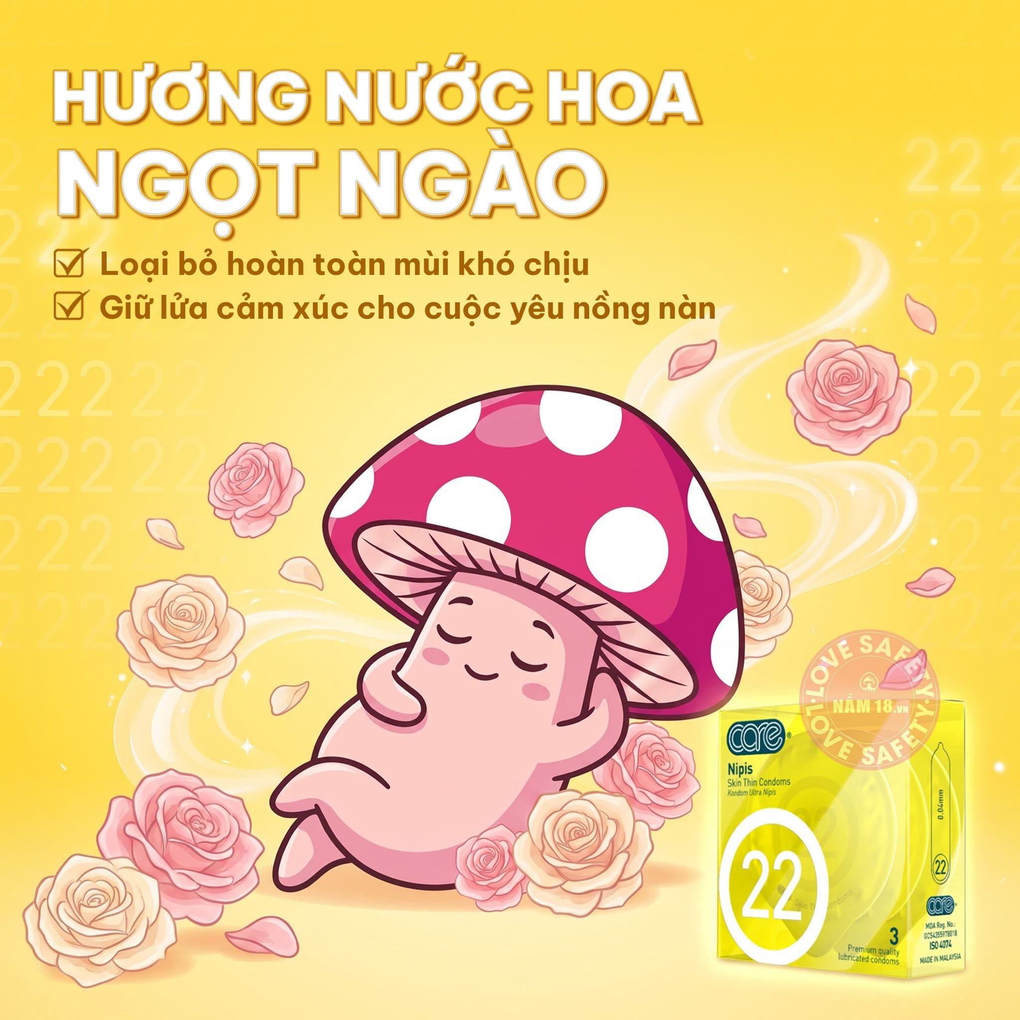  Bao Cao Su Siêu Mỏng CARE 22 Nipis Hương Nước Hoa 