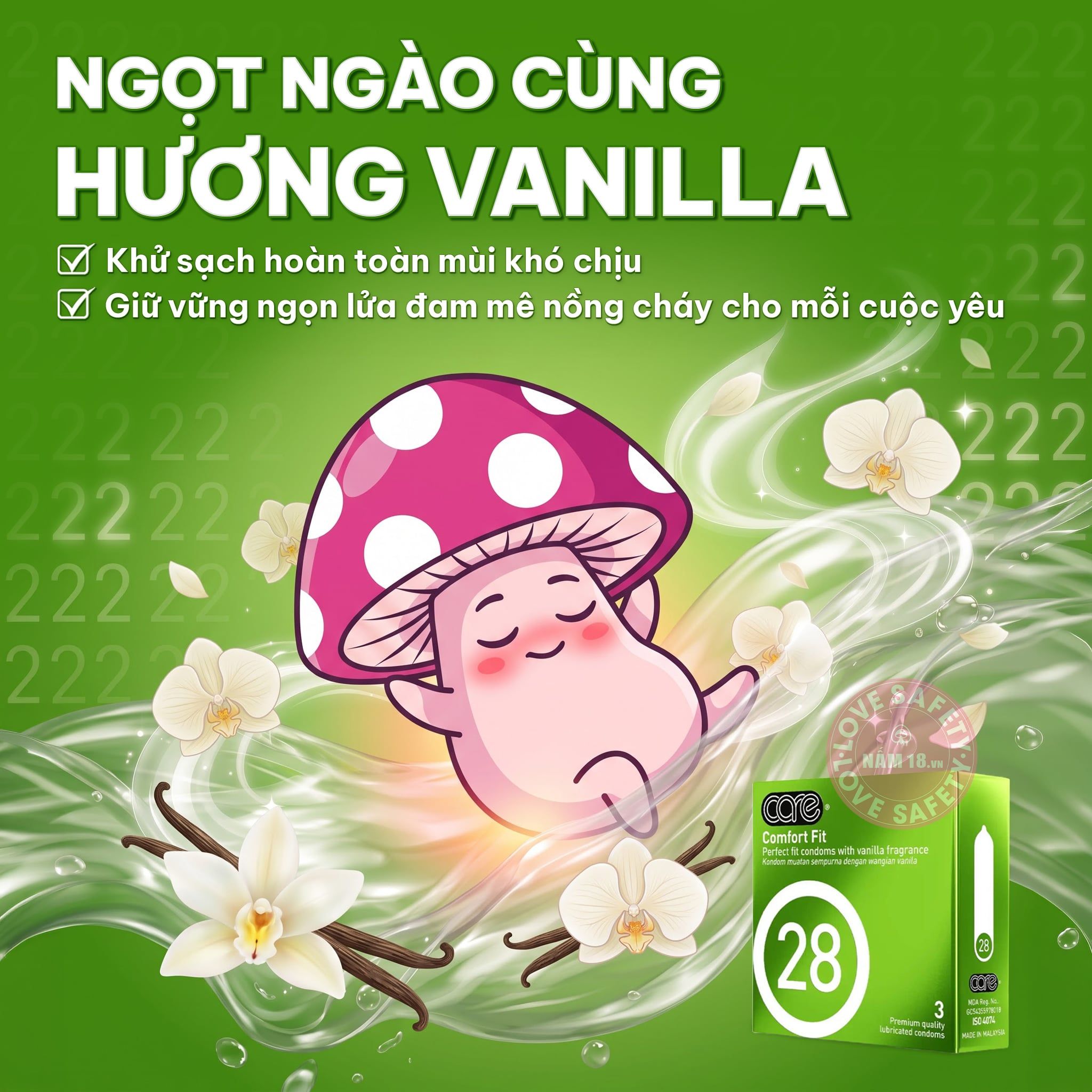 Bao Cao Su CARE 28 Comfort Fit Hương Vani 