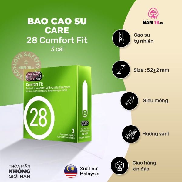  Bao Cao Su CARE 28 Comfort Fit Hương Vani 