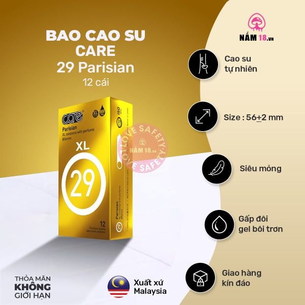  Bao Cao Su Size Lớn 56mm CARE 29 Parisian Hương Nước Hoa 