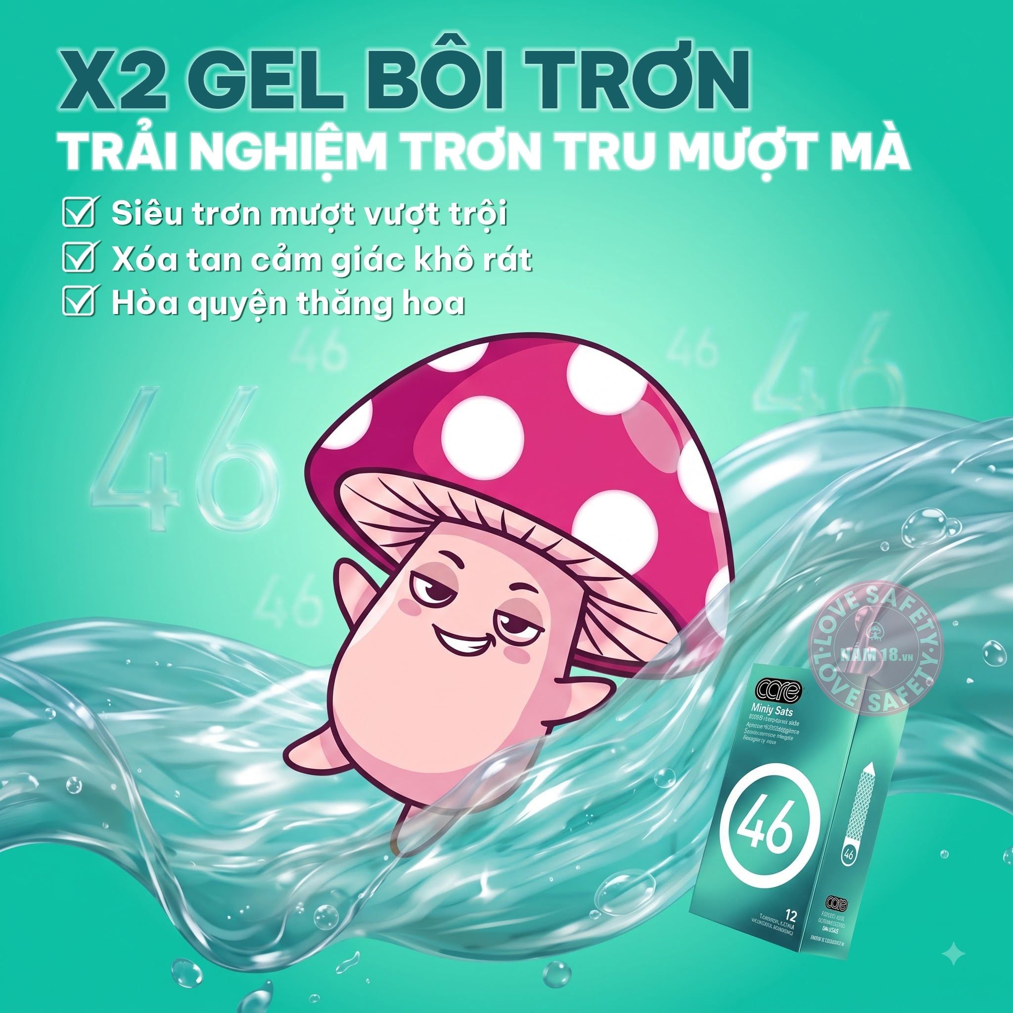  Bao Cao Su Kéo Dài Thời Gian CARE 46 Minty Dots Hương Bạc Hà 
