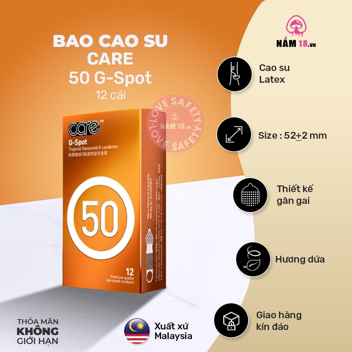  Bao Cao Su Gân Gai CARE 50 G Spot Hương Dứa 