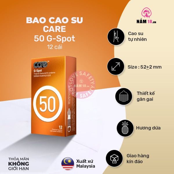  Bao Cao Su Gân Gai CARE 50 G Spot Hương Dứa 
