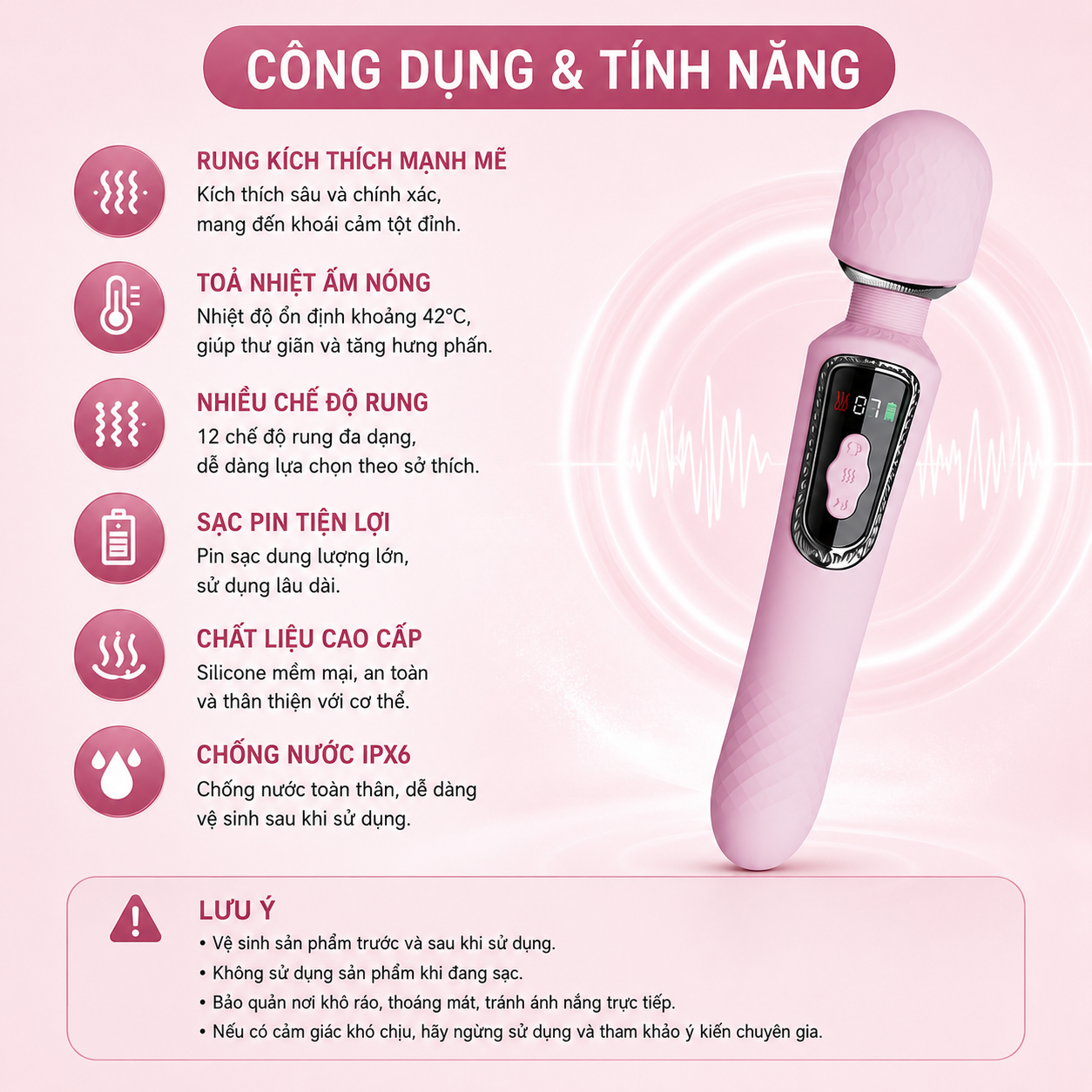  Chày Rung 2 Đầu King AV Stick Toả Nhiệt 