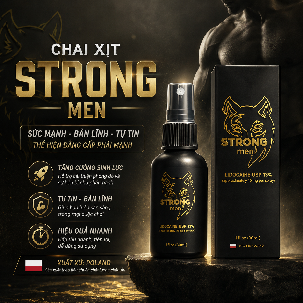  Chai Xịt Kéo Dài Thời Gian Strong Men 13% 