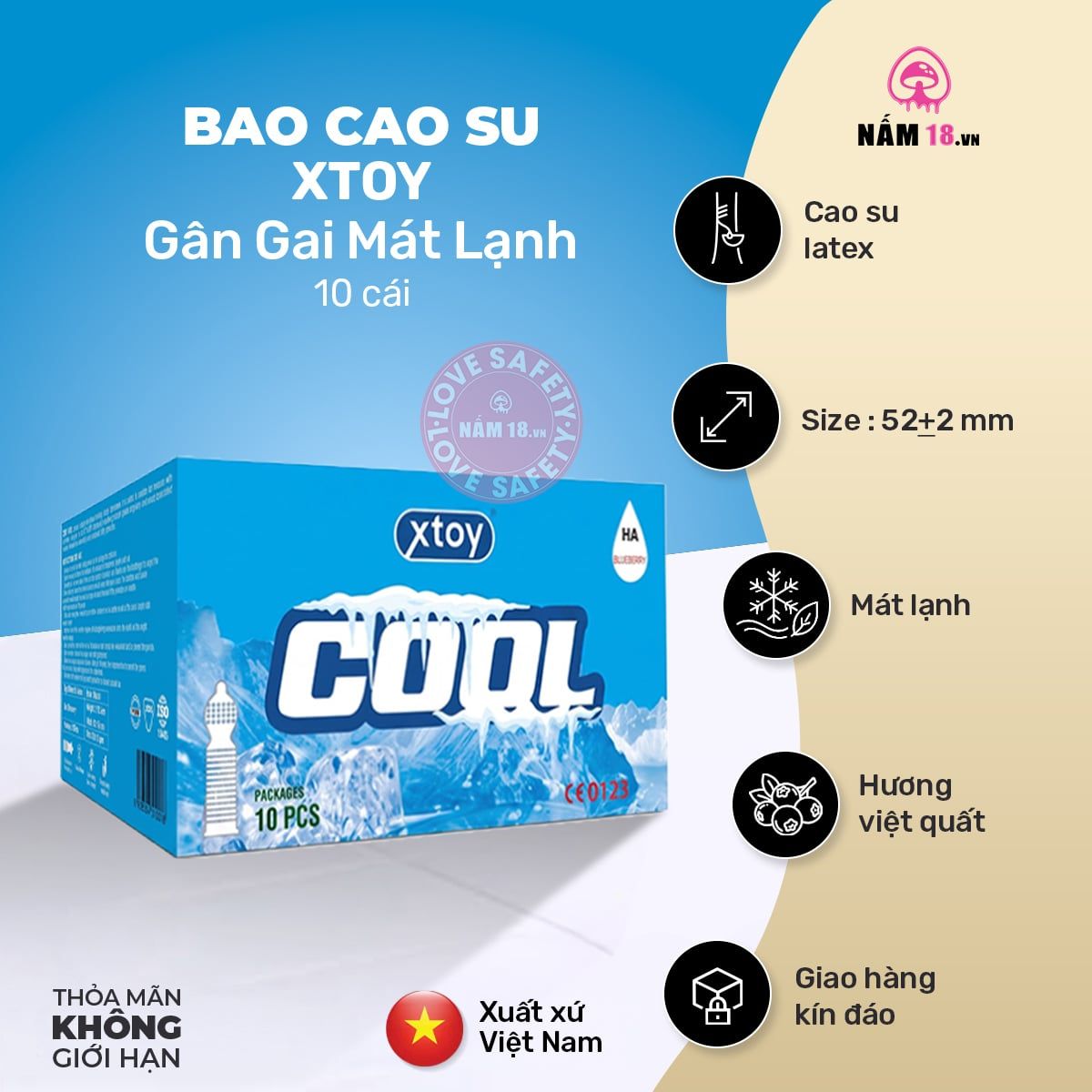 Bao Cao Su Gân Gai Hương Việt Quất Mát Lạnh Xtoy Cool 