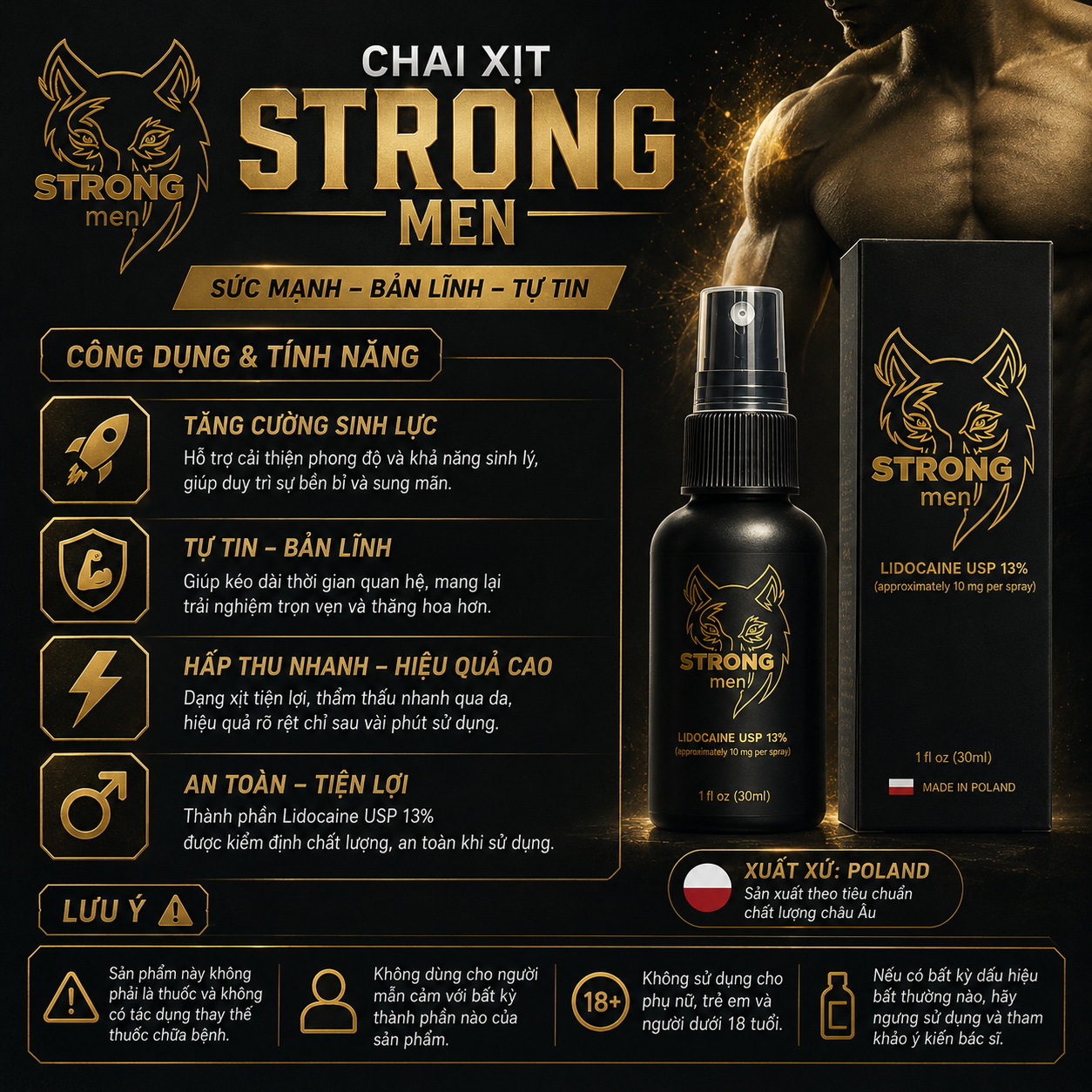  Chai Xịt Kéo Dài Thời Gian Strong Men 13% 