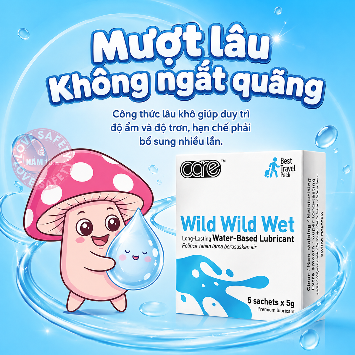  Gel Bôi Trơn CARE Wild Wild Wet - 5 Gói 