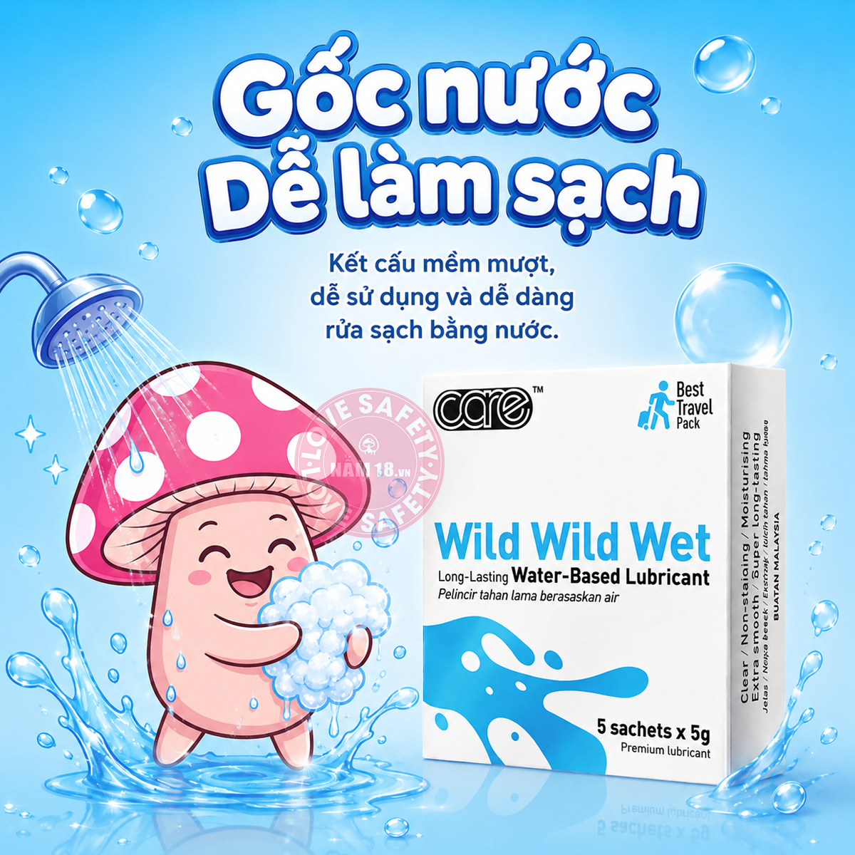  Gel Bôi Trơn CARE Wild Wild Wet - 5 Gói 