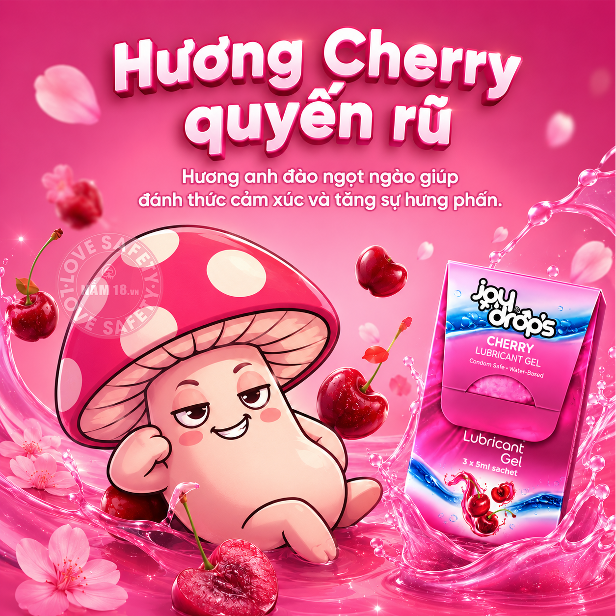  Gel Bôi Trơn Joydrops Hương Cherry | Combo 3 Gói 