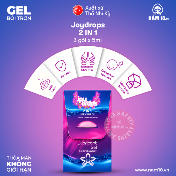 Gel Bôi Trơn Joydrops Massage 2in1 | Combo 3 Gói 