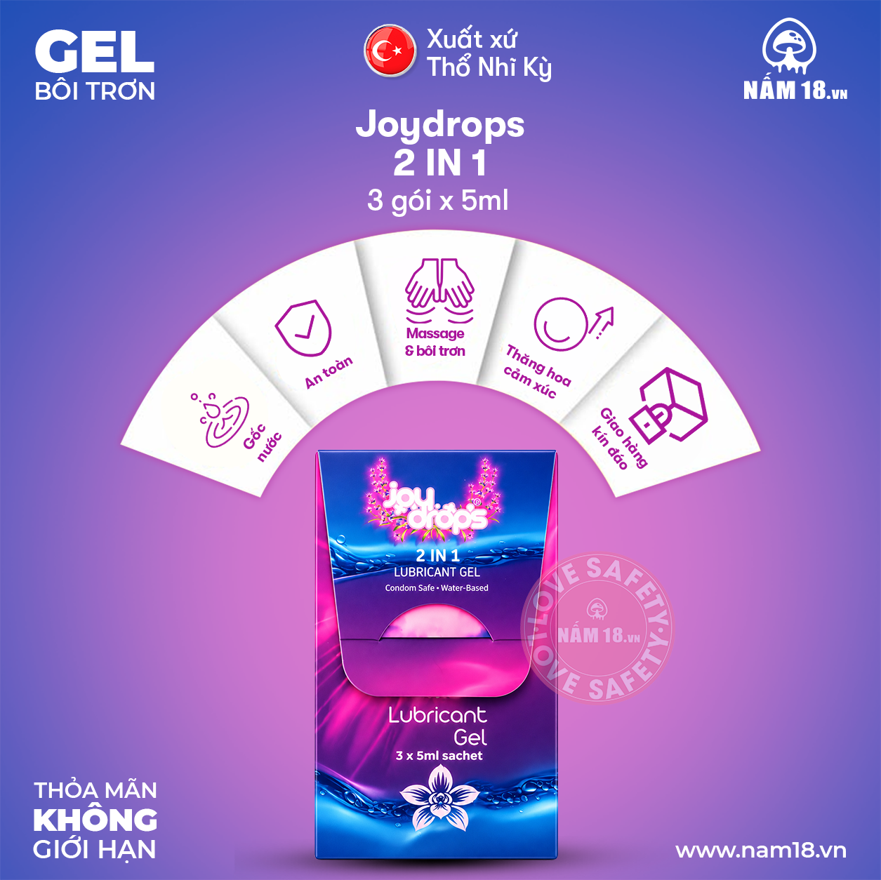  Gel Bôi Trơn Joydrops Massage 2in1 | Combo 3 Gói 