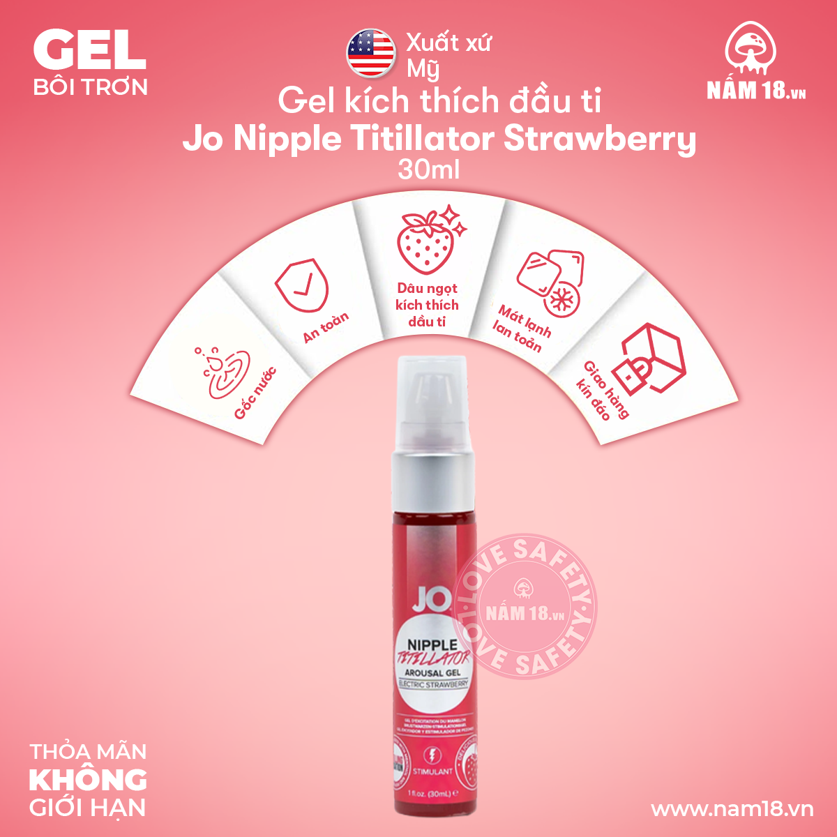  Gel Kích Thích Đầu Ti Jo Nipple Titillator Strawberry 