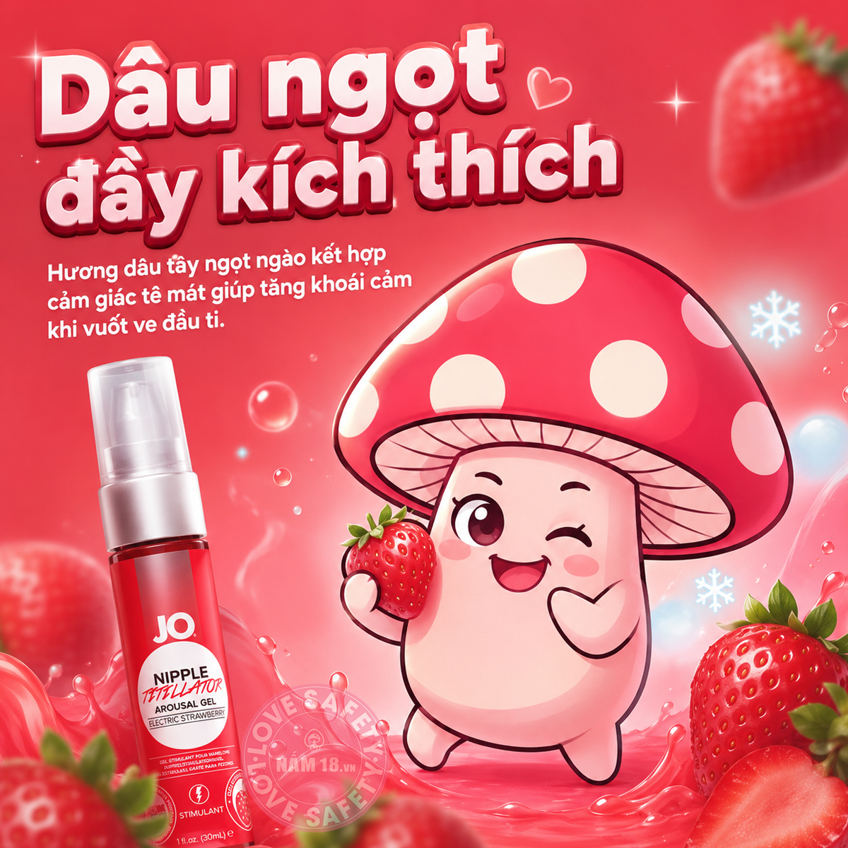  Gel Kích Thích Đầu Ti Jo Nipple Titillator Strawberry 