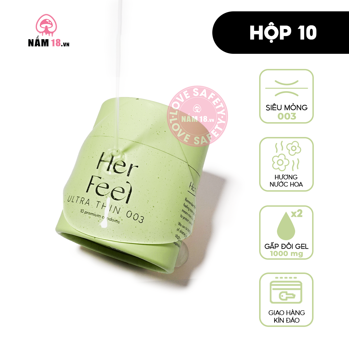  Bao Cao Su Siêu Mỏng PlayAh Her Feel Ultra Thin 003 Hương Nước Hoa 