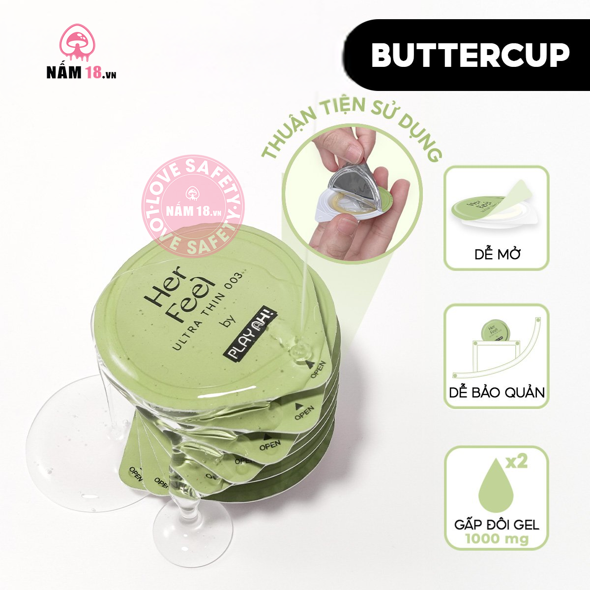  Bao Cao Su Siêu Mỏng PlayAh Her Feel Ultra Thin 003 Hương Nước Hoa 