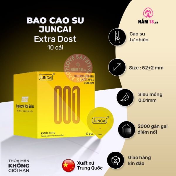  Bao Cao Su Siêu Điểm Nổi Juncai Extra Dots 