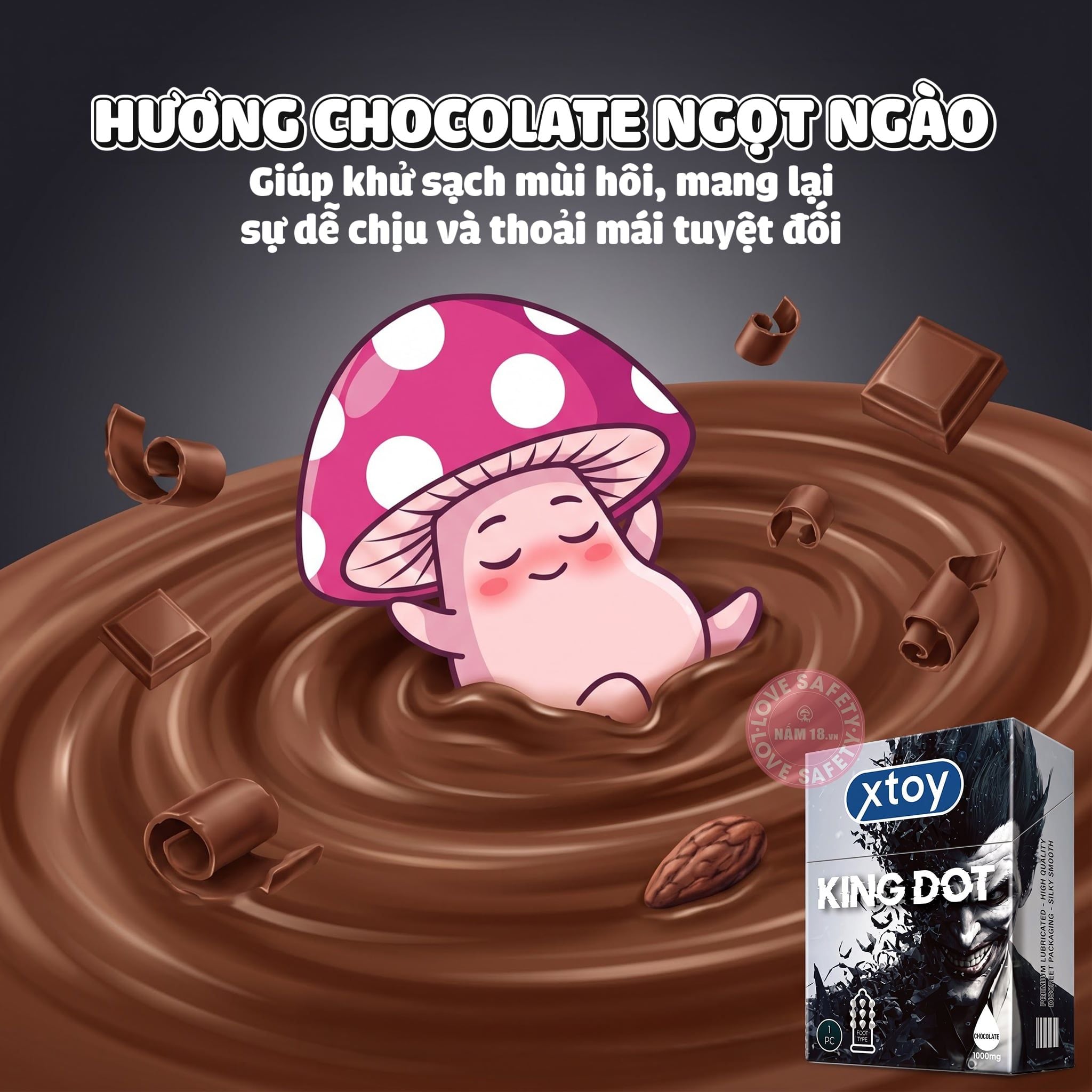  Bao Cao Su Xtoy King Dot 9 Bi Lớn Hương Chocolate 