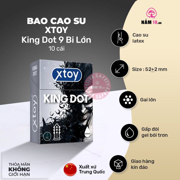 Bao Cao Su Xtoy King Dot 9 Bi Lớn Hương Chocolate