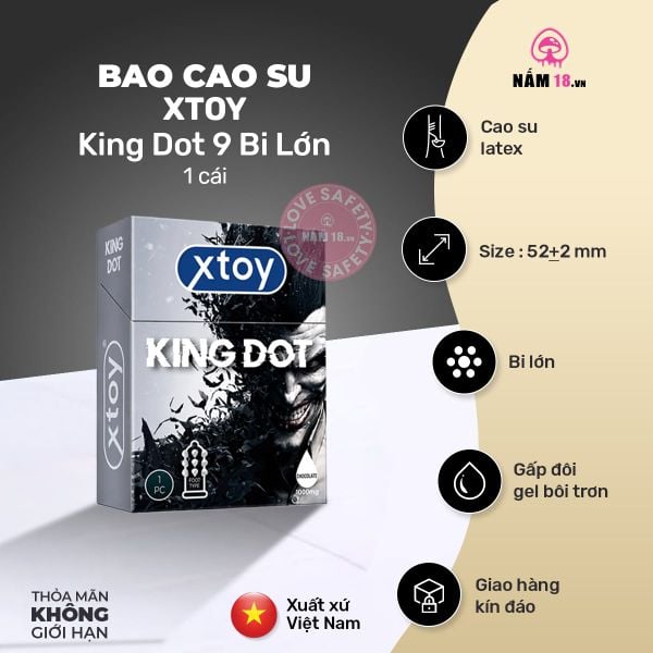  Bao Cao Su Xtoy King Dot 9 Bi Lớn Hương Chocolate 