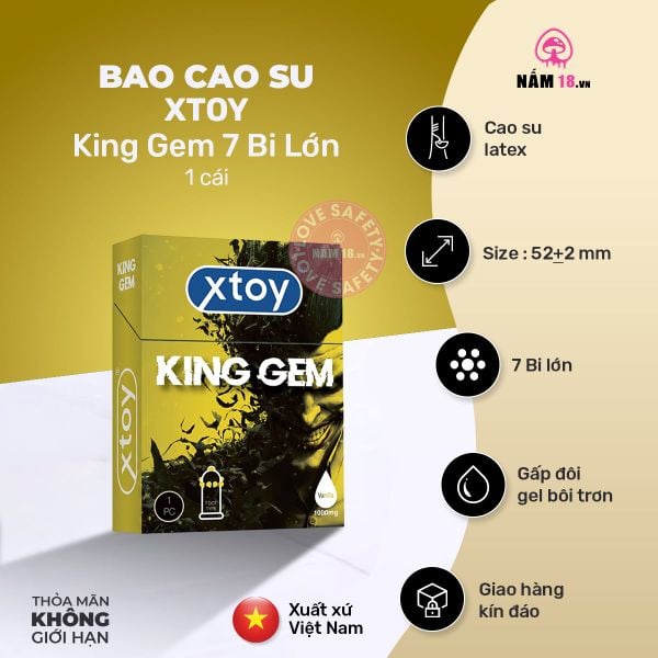 Bao Cao Su Xtoy King Gem 7 Bi Lớn Hương Vani 