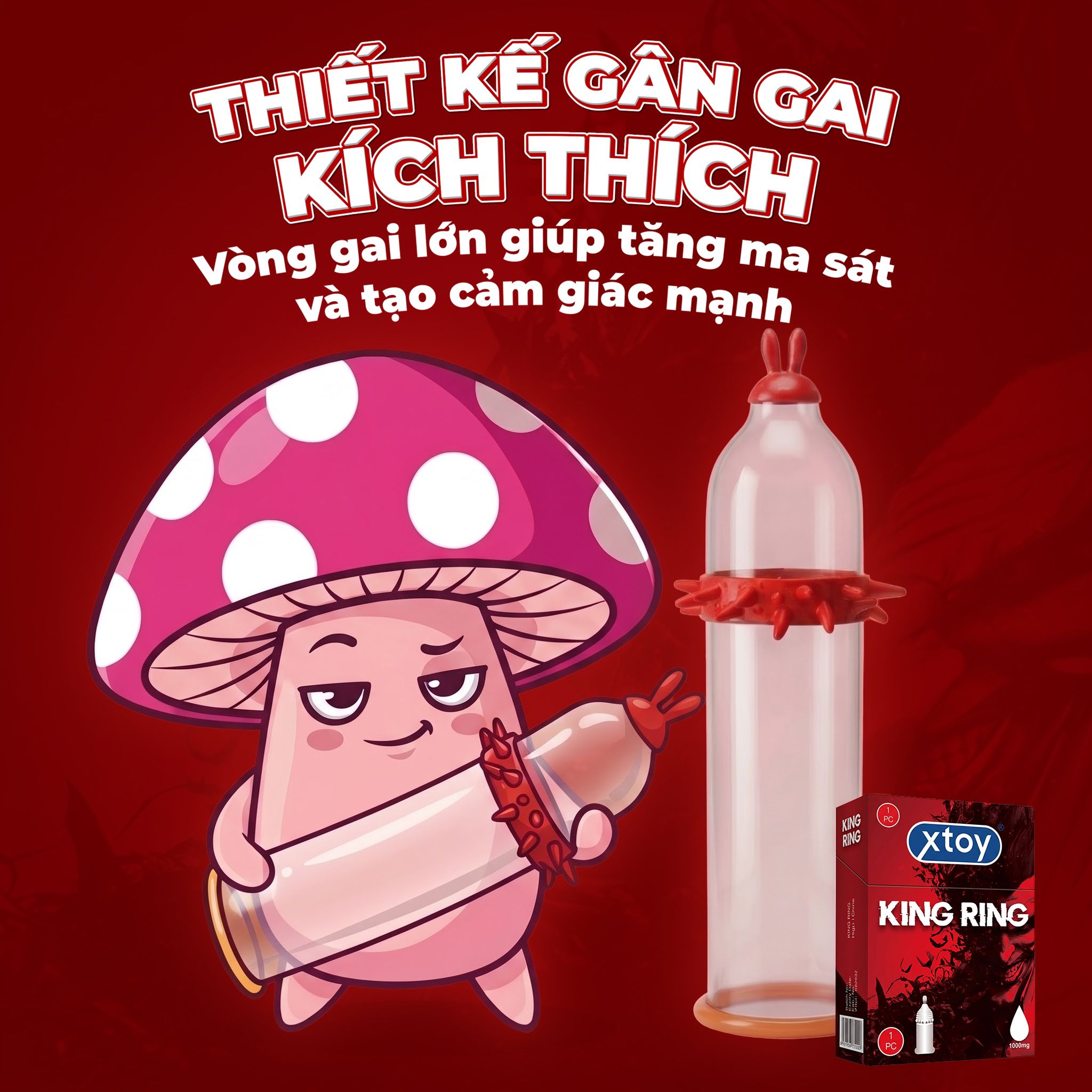  Bao Cao Su Xtoy King Ring Gai Lớn Hương Dâu 