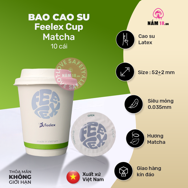  Bao Cao Su Siêu Mỏng Feelex Cup Hương Matcha 