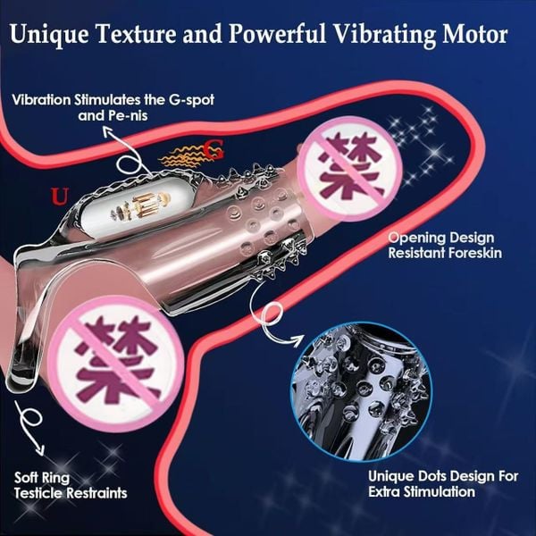  Đôn Dên Khúc Giữa Cock Sleeves Chống Tuột Có Rung 